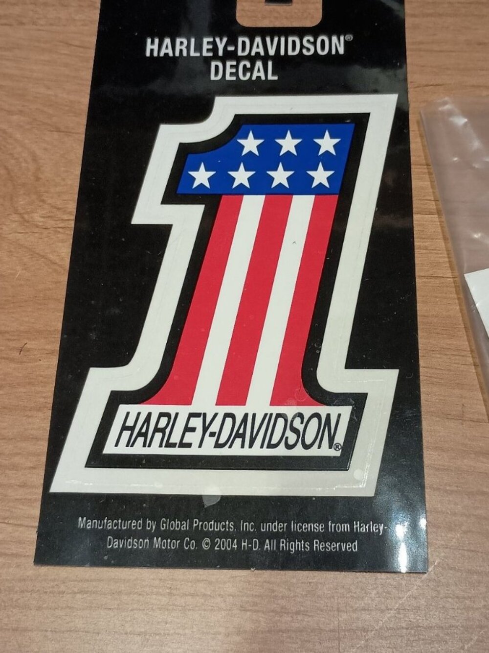 Vintage Harley-Davidson Decals (2) โ 2004 #1 Flag + Bar & Shield, New